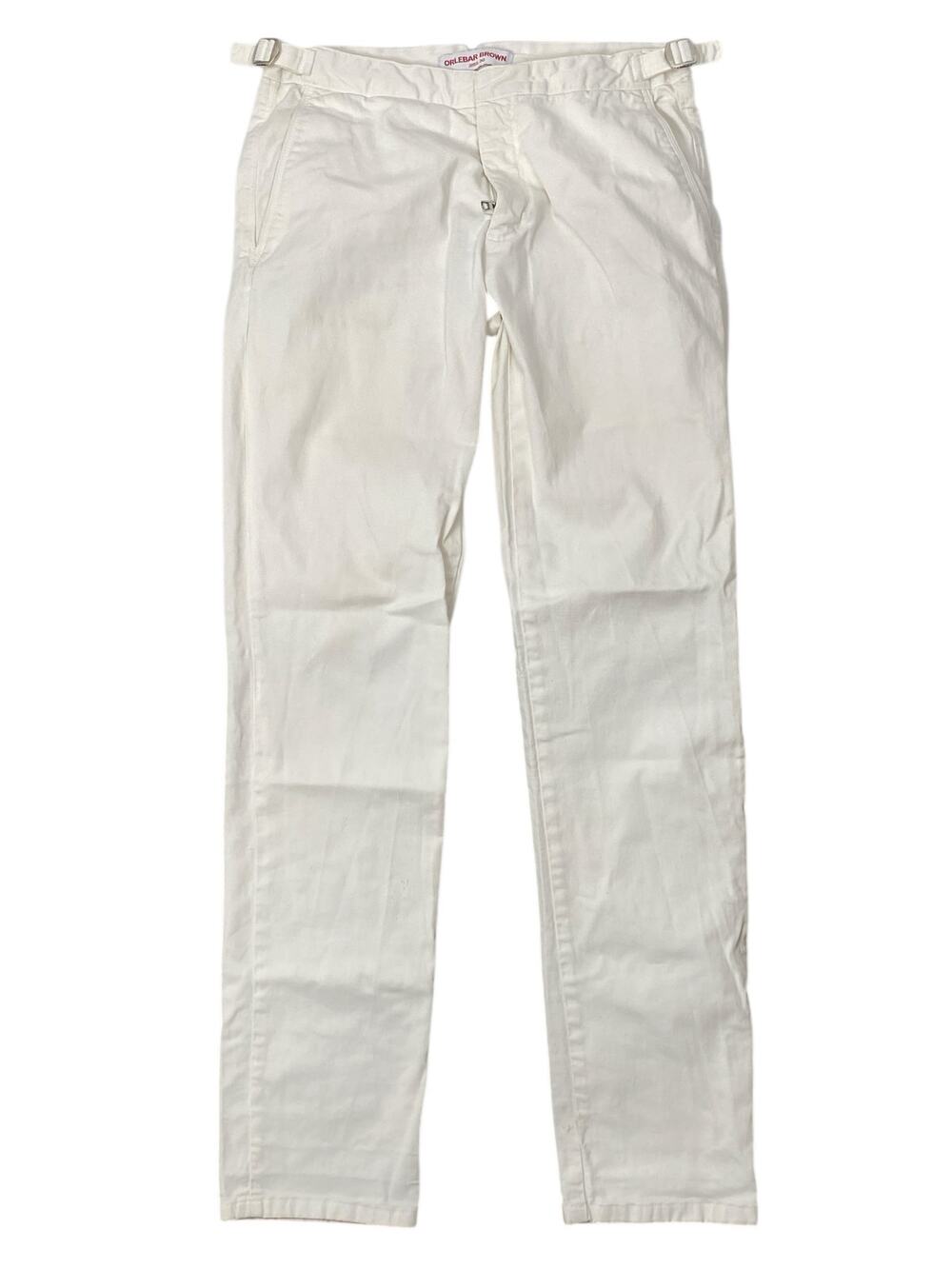 Orlebar Brown Women's White Mid Rise Slim Fit Chino Skinny Denim Jeans Pants 30